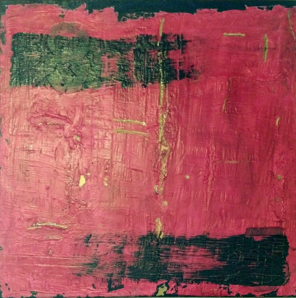 85 Abstaktes Gemälde in pink, gold schwarz von MW Art Marion Waschk