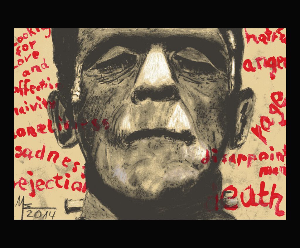 Frankenstein, Zeichnung von MW Art MArion Waschk