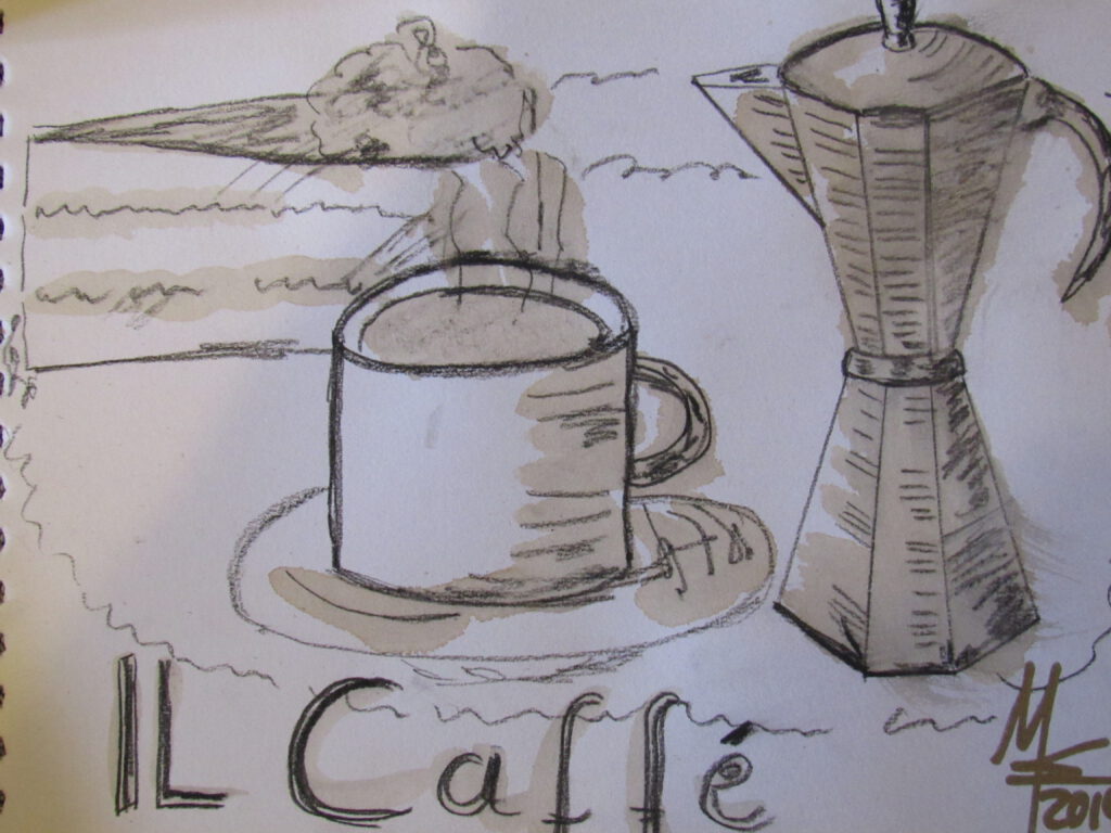 IL Caffee Zeichnung Kaffe und Chacoal von MW Art Marion Waschk