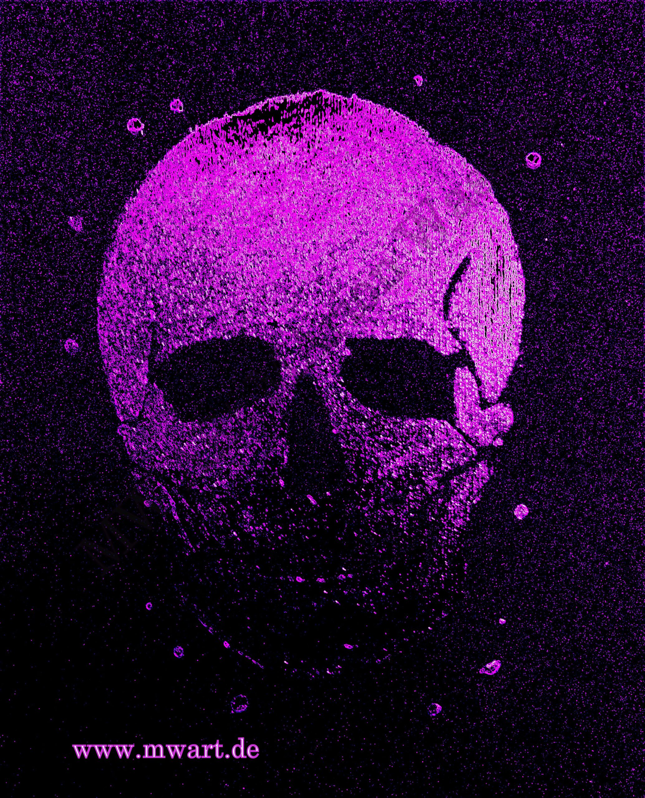 Pink Skull, Malerei Nagellack auf Papier von MW Art Marion Waschk